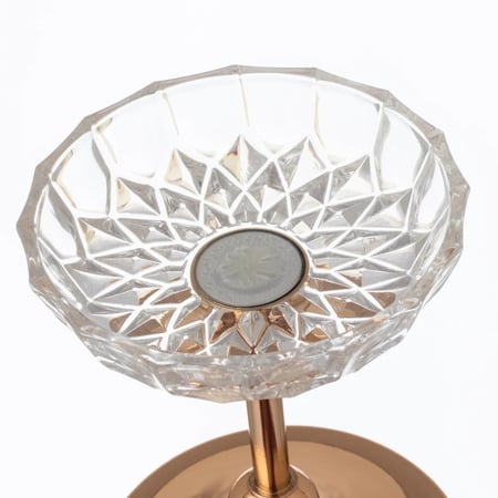 حامل شموع معدن ذهبي صحن زجاج