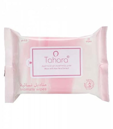 مناديل طهارة نسائية بالمسك والصبار 20 منديل - Tahara Intimate Wipes Musk & Aloe Vera 20 Wipes