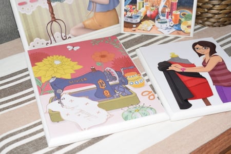 4 لوحات خشبية لركن الخياطة