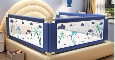 3 قطع من حاجز  سرير من ضحكه , لتوفير الأمان من جميع الاتجاهات 2 قطعة 180 , قطعه 150 لون ازرق