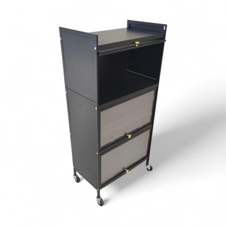 خزائن مطبخ متعددة الاستخدامات بثلاثة طوابق، بتصميم عملي وأنيق