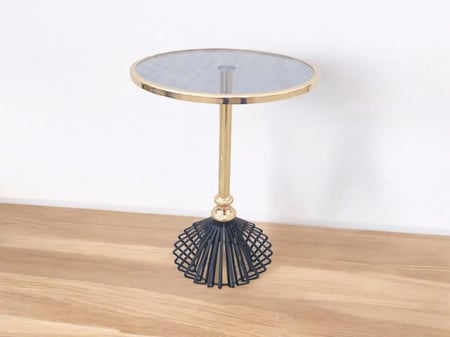 طاولة خدمة زجاجية على استيل ذهبي