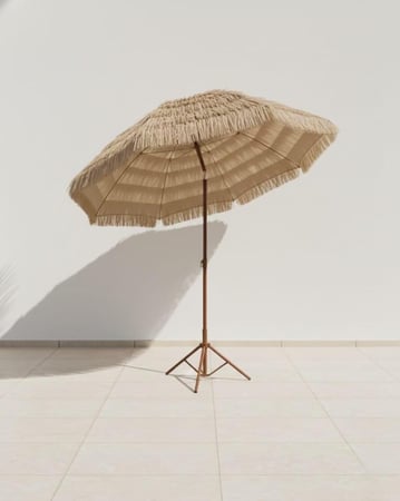 مظلة قش صناعي عمود حديد مع القاعدة راس متحرك