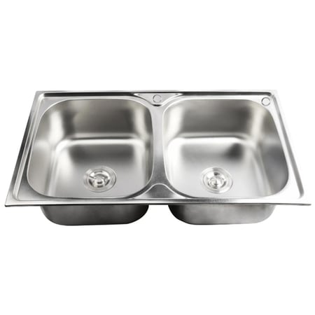 مجلى حوض مطبخ ستيل حوضين