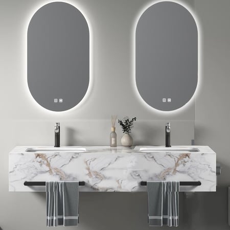 مغسلة رخام مع مرآة 120 سم موديل SYR1034-120D  تصميم عصري وجودة عالية