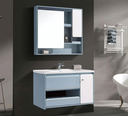 مغسلة ديكور مع رفوف ومرايا للحمامات طويله 80 سم 1963