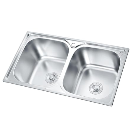 مجلى حوض مطبخ ستيل حوضين