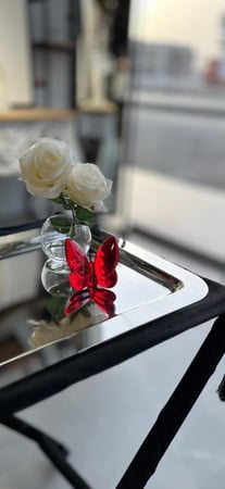 فراشة كرستال ديكور احمر