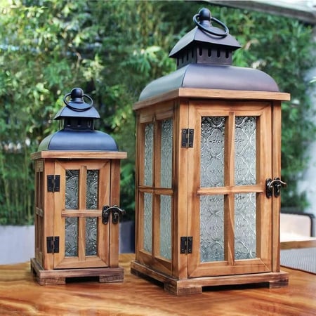 طقم فانوس خشب وحديد