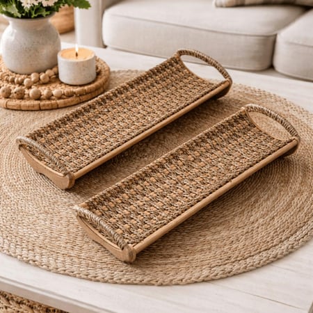 صينية تقديم خشب وخوص