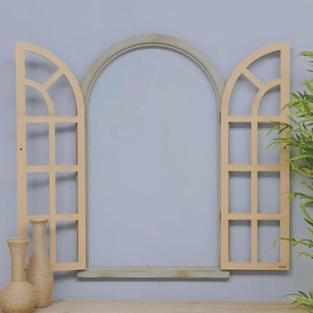 مرايا شباك قوس خشب أبيض  SELENA   تصميم ريفي أنيق