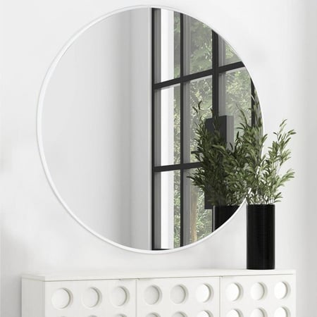 مرايا جدارية مدورة ابيض