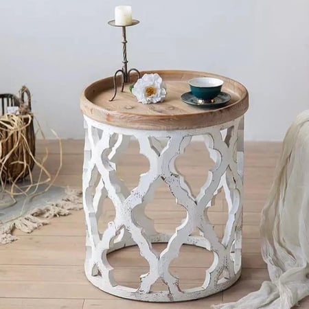 طاولة دائرية خشب ريفي كلاسك حفر ESXA