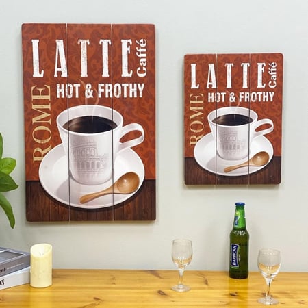 لوحة كوفي خشب كبيرة