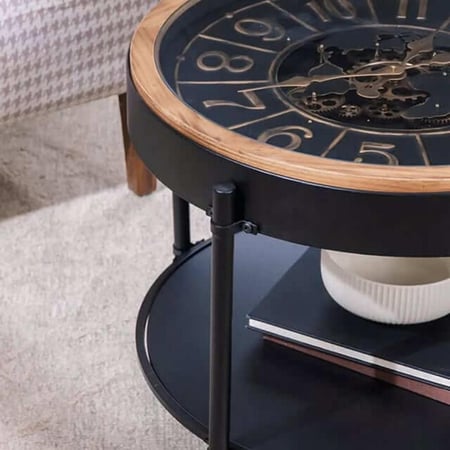 ساعة طاولة حديد وخشي