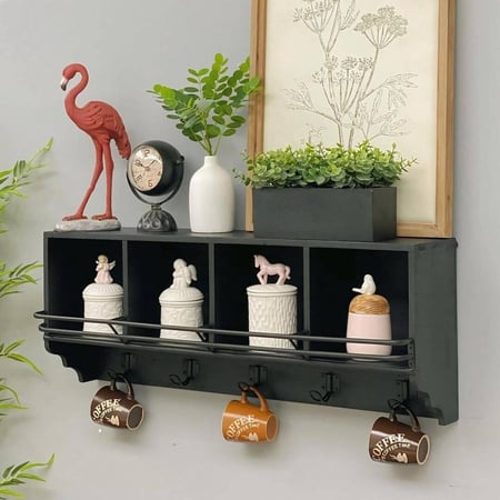 رف جداري خشب اسود DRAKAR