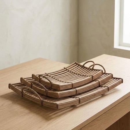 صينية تقديم راتان خشب