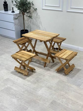 طقم طاولة و4 كراسي خشب تركي قابل للطي – جودة وأناقة تدوم