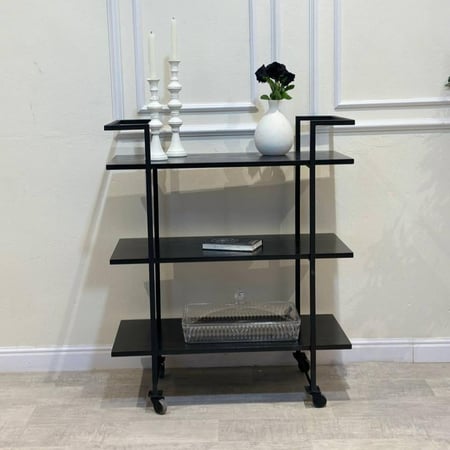 عربية تقديم خشب طبيعي اسود