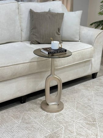 طاوله خدمه بندقية شمباني زجاج بني شفاف