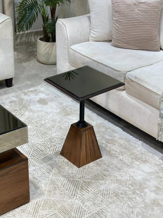 طقم طاولة ضيافة سنديان مع 4 خدمة لون بني موديل عصري