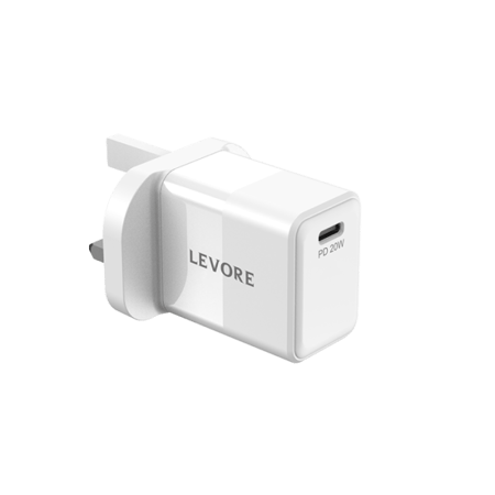 شاحن جداري ليفوري 20 واط منفذ USB-C - أبيض