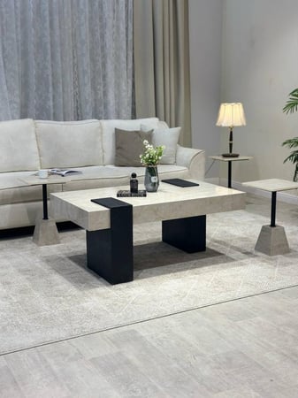 طقم طاولة ضيافة كنب مع 6 طاولات خدمة بديل رخام