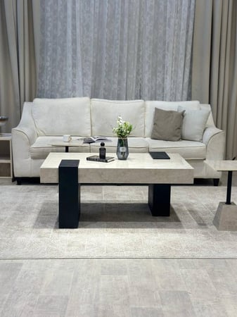 طقم طاولة ضيافة كنب مع 6 طاولات خدمة بديل رخام