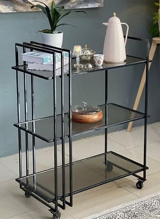 عربية تقديم أسود 3 دور زجاج بني