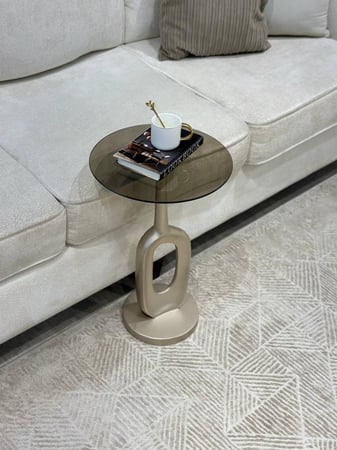 طاوله خدمه بندقية شمباني زجاج بني شفاف