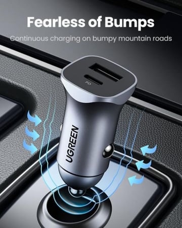 راس سيارة بمنفذين يوسبي و PD بقوة 30W يوجرين - ضمان سنتين