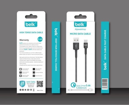 كيبل مايكرو بلك بطول 1.2M قماش - ضمان سنتين