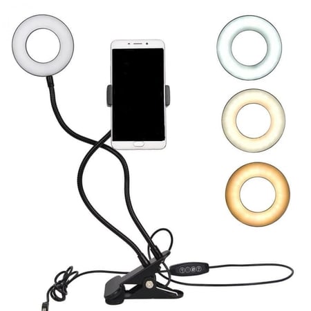 ستاند للجوال مع إضائة سلفي صغير بثلاث الوان