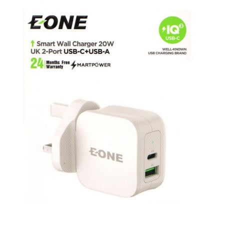 راس جداري منفذين 1 تايب سي 1 يوسبي 20W ماكس إي-ون - ضمان سنتين