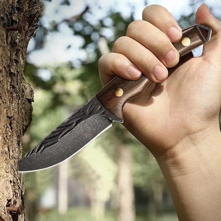 سكين ستاينلس ستيل صناعة يدوية مضروب على البارد مقبض خشبي