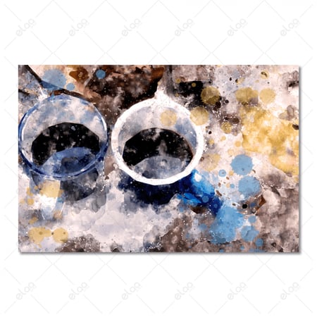 لوحة جدارية فناجين القهوة مع قطرة مائية