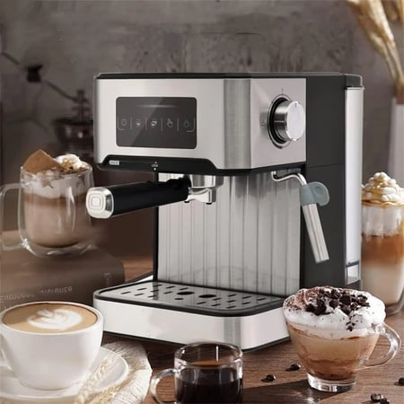 ماكينة صنع القهوة الاسبريسو والكابتشينو من دينكس مزودة بشاشة لمس بقوة 850 واط وسعة 1.6 لتر , استيل