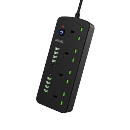 هوتو توصيلة كهرباء 4 افياش و 8منافذ usb ومنفذين PD شحن سريع بطول 3 متر HooToo