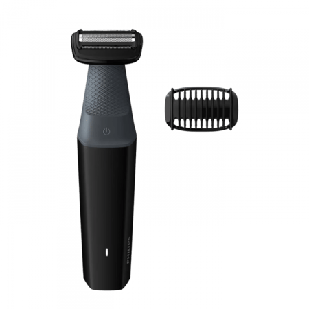 فيليبس - بودي جروم سلسلة 3000 ماكينة حلاقة للجسم مقاومة للماء - اسود و رمادي