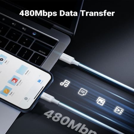 سلك شاحن يوجرين USB-C إلى آيفون بطول 1 م _ متعدد الألوان