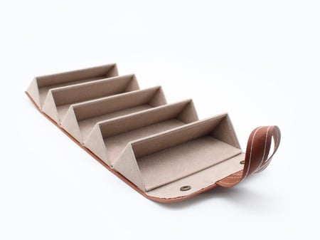 حافظة نظارات جلدية خماسية بني