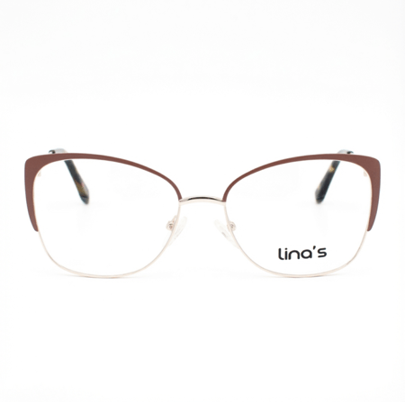 نظارة طبية ماركة ليناس باطار بني واذرع مزخرفة