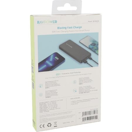 باور بانك 15 W منفذين PD سعة 10,000 ملي امبير PB-1215 ماركة RAVPOWER