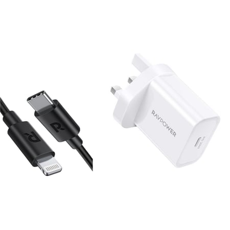 عرض راف باور - شاحن 20 واط + كيبل بتقنية ال PD