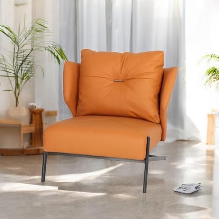 كرسي جلد فخم لون برتقالي