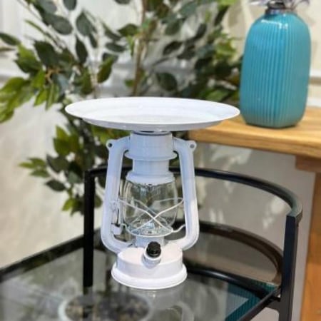 فانوس ببطارية مع صينية للتقديم لون أبيض *أوتلت