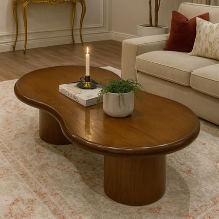 طاولة ضيافة خشب سنديان بلمسة فنية