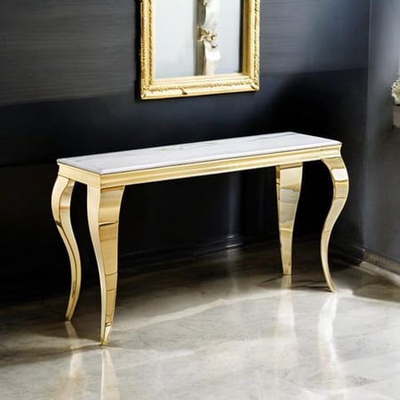 كونسول استيل ذهبي رخام