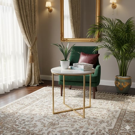 طاولة جانبية ذهبية بتصميم عصري مفتوح 60x60 سم