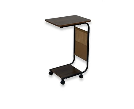 طاولة خدمة مفرد سطح خشب بني غامق بكفرات لون أسود